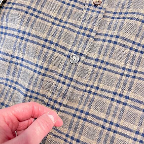 Mountain khakis gauzy cotton beige check button down long sleeve shirt medium - Picture 8 of 9